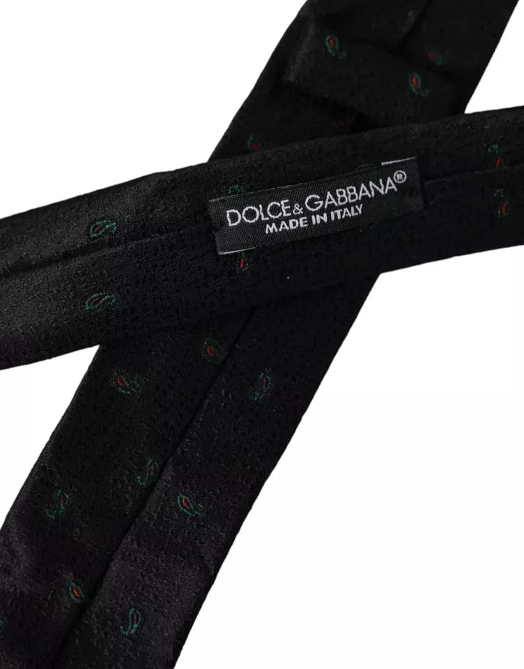 Dolce & Gabbana Dark Gray Fantasy 100% Silk Adjustable Men Tie