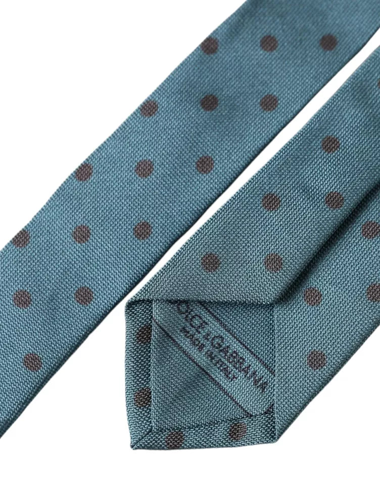 Dolce & Gabbana Blue Black Polka Dot Silk Adjustable Men Tie