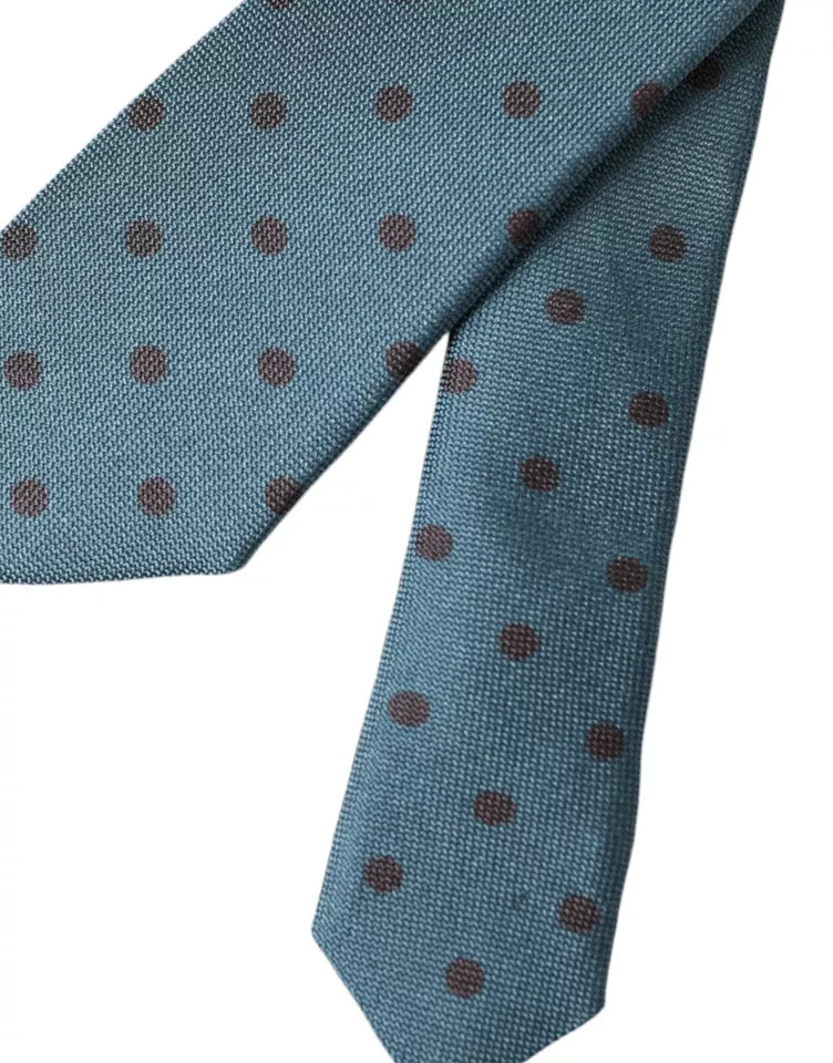 Dolce & Gabbana Blue Black Polka Dot Silk Adjustable Men Tie