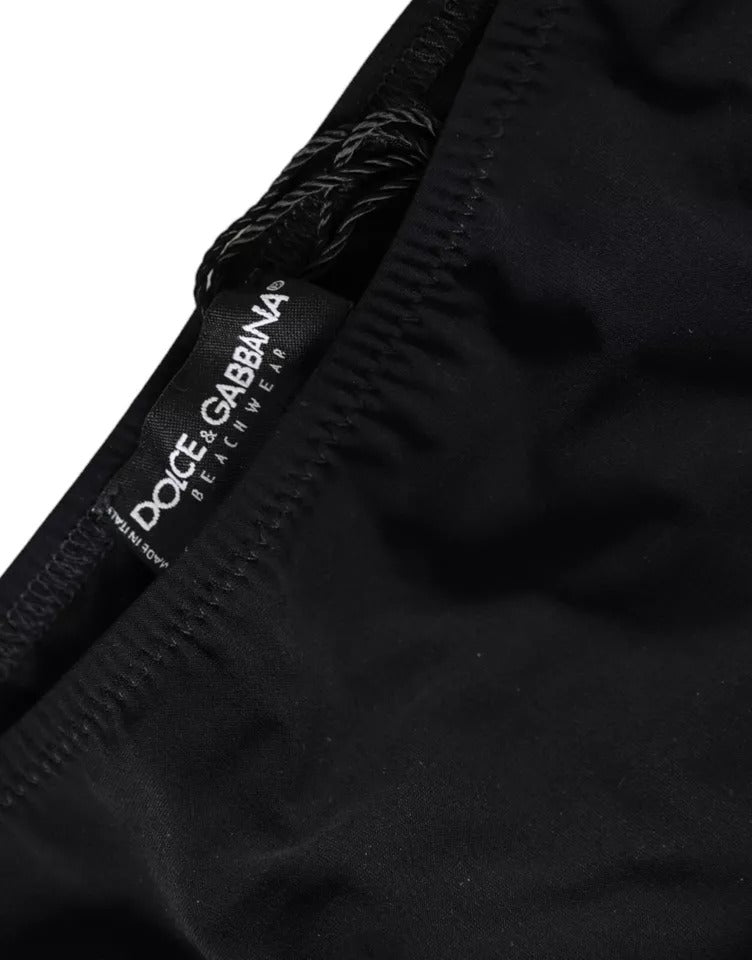 Bas de maillot de bain noir en nylon de Dolce & Gabbana, vêtement de plage élégant et ajusté pour femmes.