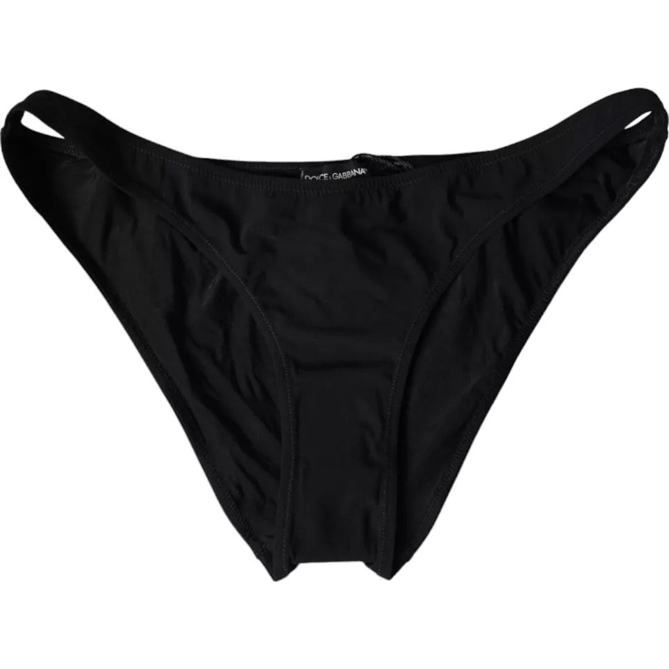 Bas de maillot de bain noir en nylon de Dolce & Gabbana, maillot de plage élégant pour femmes.