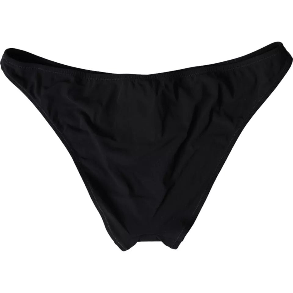 Bas de maillot de bain noir en nylon Dolce & Gabbana, vêtement de plage élégant pour femmes.