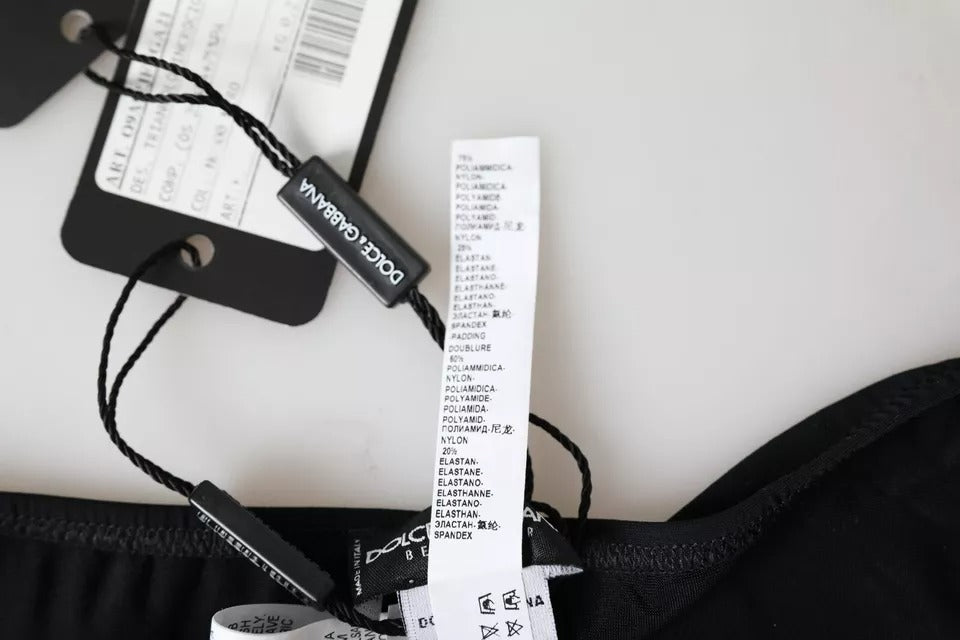 Bas de maillot de bain noir en nylon de Dolce & Gabbana, vêtement de plage élégant pour femmes.