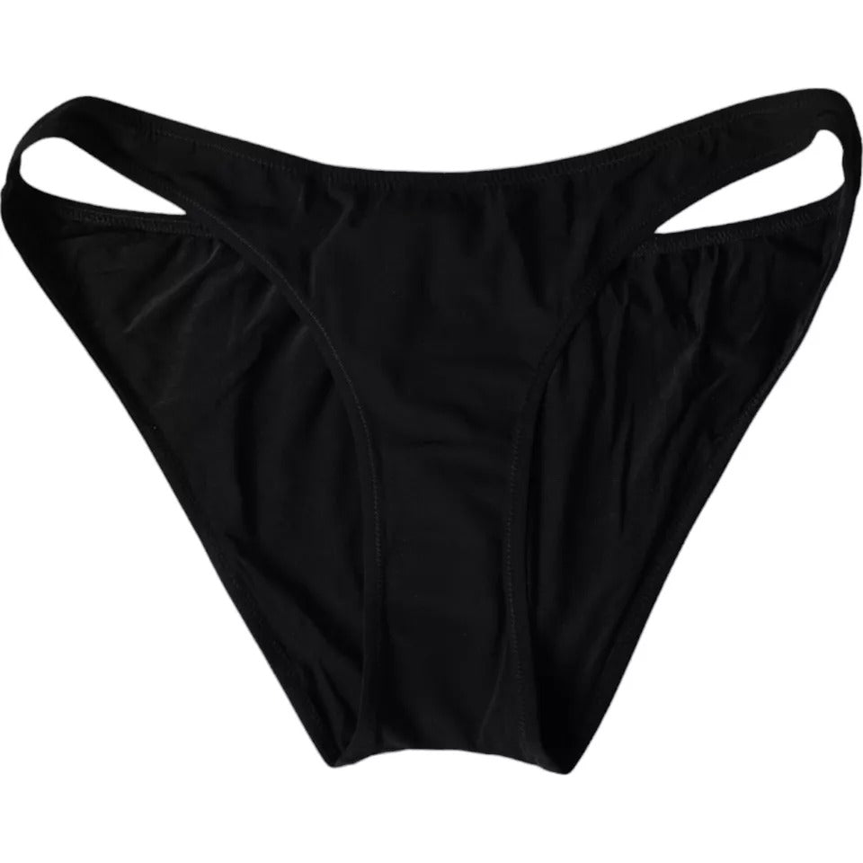 Bas de maillot de bain en nylon noir Dolce & Gabbana, vêtement de plage féminin avec coupe ajustée et détails élégants.