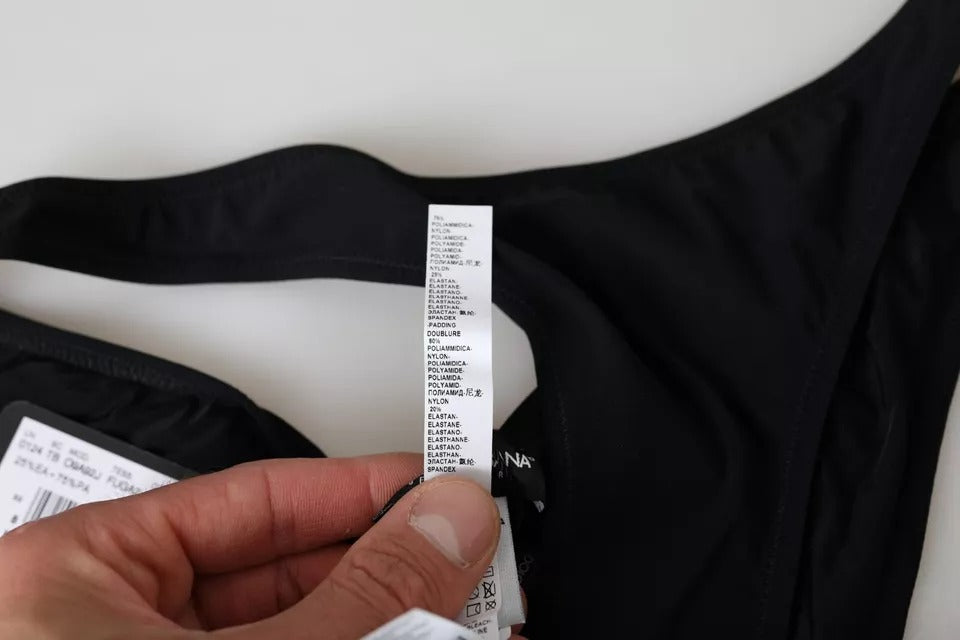 Bas de maillot de bain noir en nylon Dolce & Gabbana, vêtement de plage bikini avec design élégant.