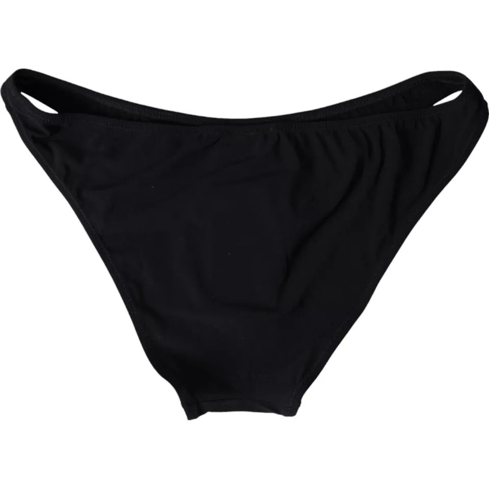 Bas de maillot de bain noir en nylon de Dolce & Gabbana, vêtement de plage élégant pour femme.