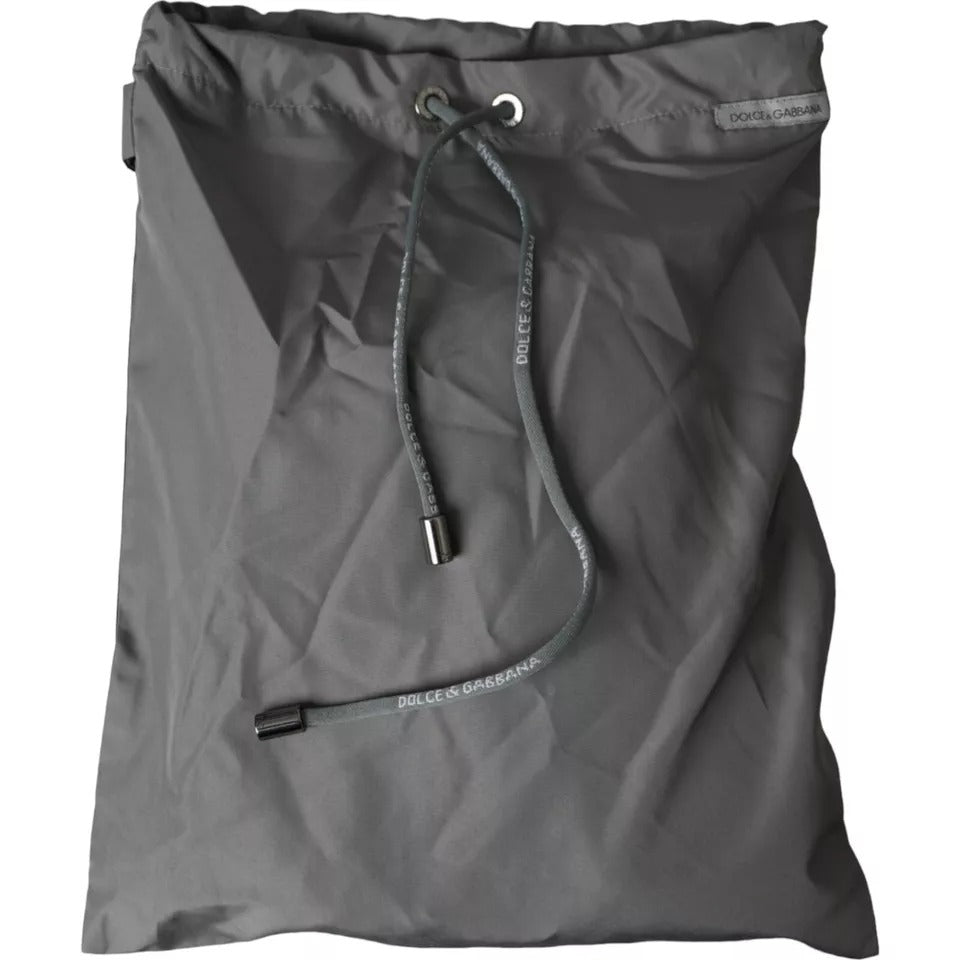 Shorts de bain pour homme Dolce & Gabbana en polyester gris foncé, maillot de plage élégant et confortable.