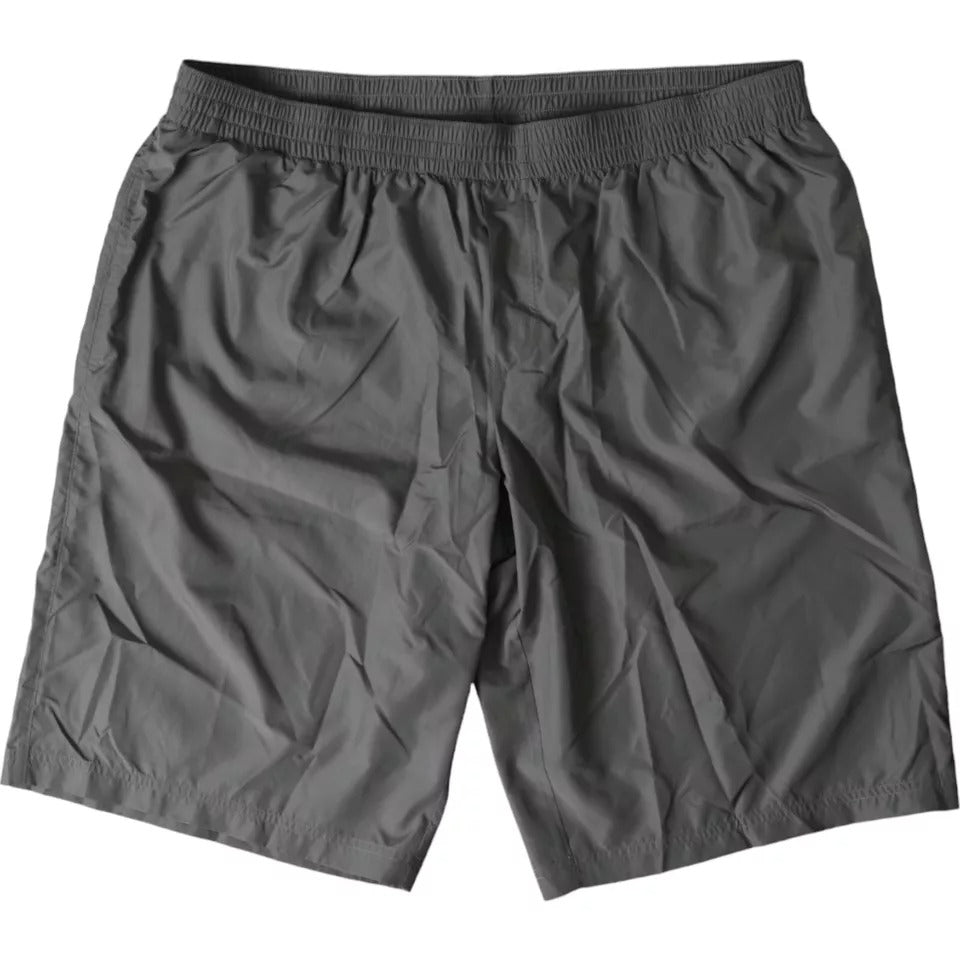 Shorts de bain homme Dolce & Gabbana en polyester gris foncé, style décontracté pour la plage et la baignade.