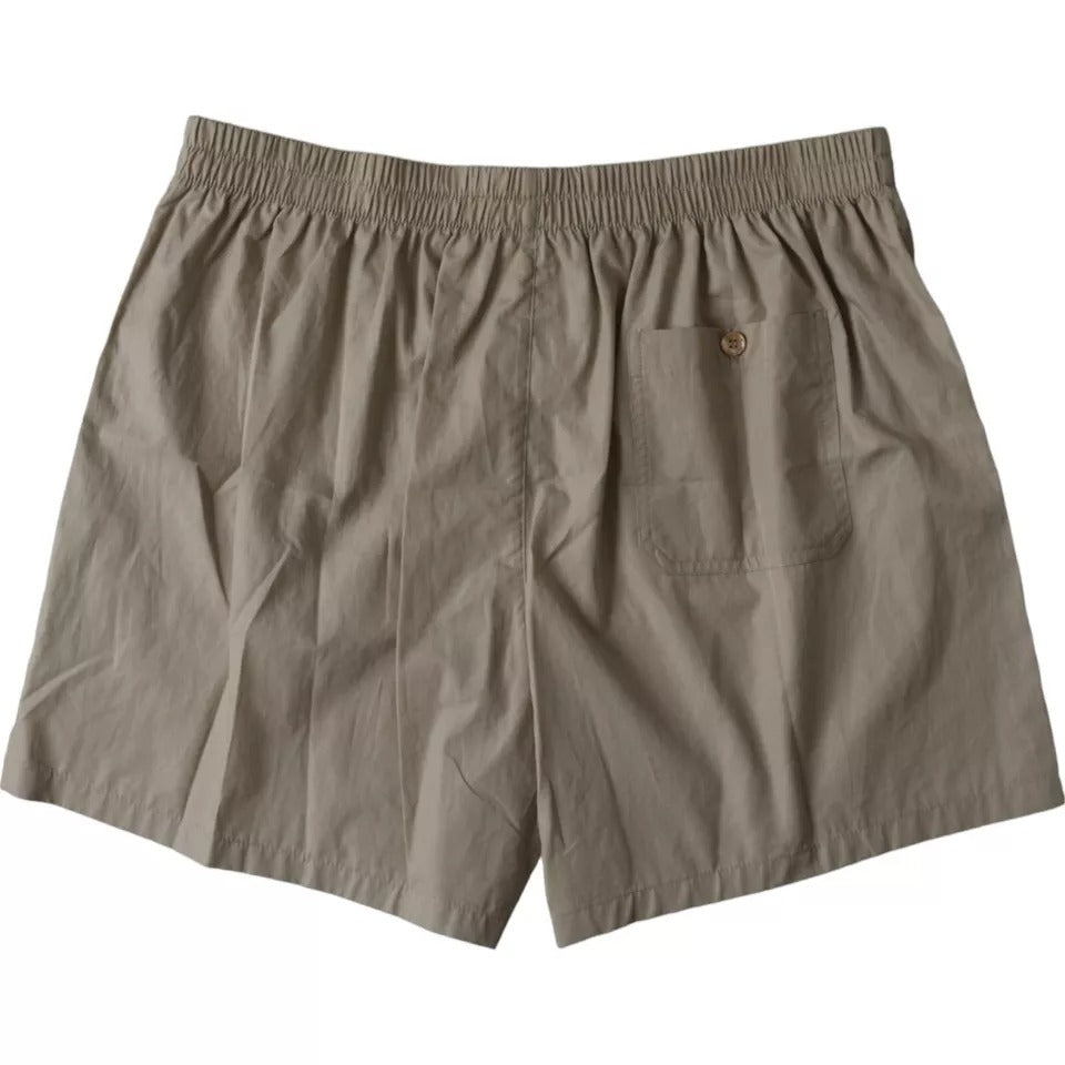 Boxers en coton marron Dolce & Gabbana, sous-vêtements pour homme, coupe régulière, visible avec ceinture élastique et logo.