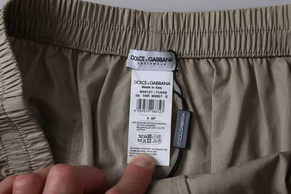 Sous-vêtements boxer en coton marron Dolce & Gabbana, coupe régulière, visibles détails du tissu et de la taille dans l'image.
