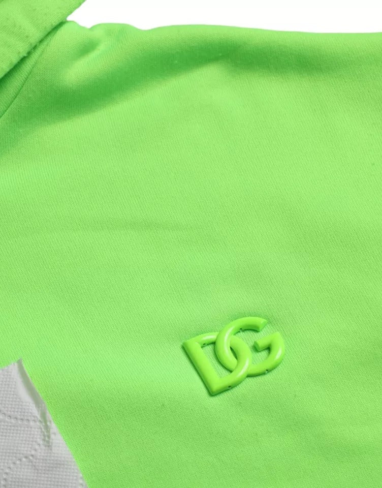 Sweat à capuche Dolce & Gabbana vert avec logo, pull-over en molleton, style décontracté et tendance.
