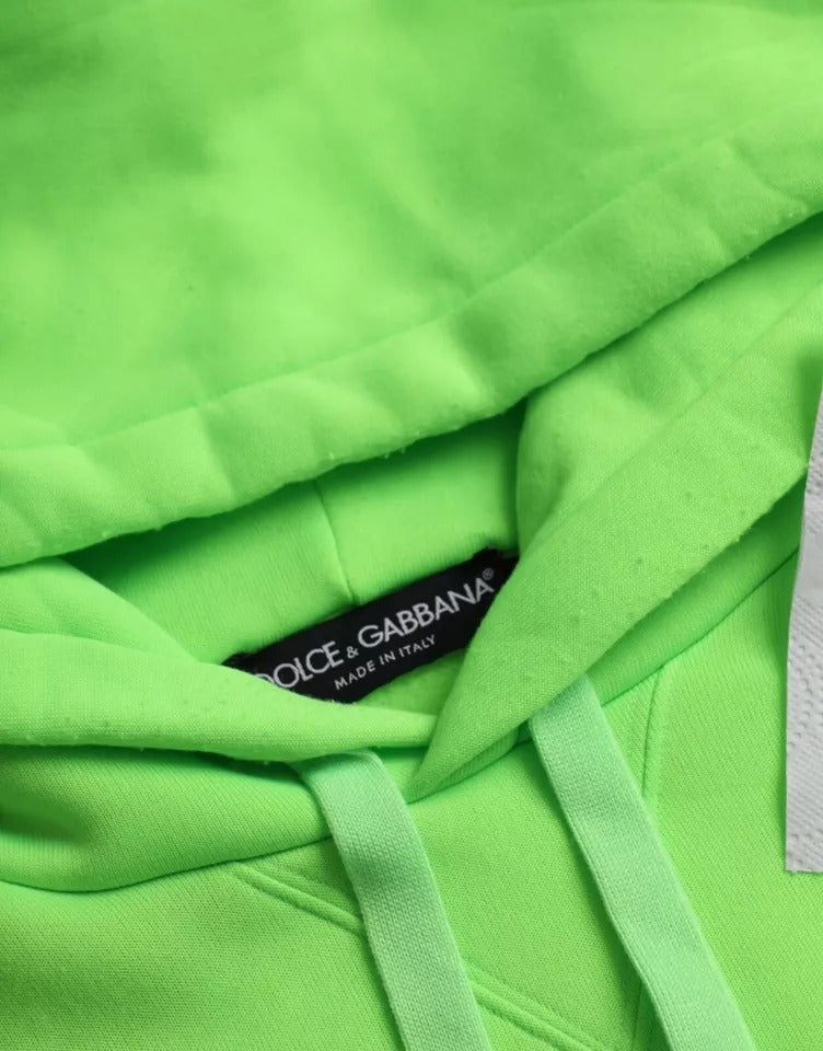 Sweat à capuche vert Dolce & Gabbana avec logo, pull-over à manches longues et style décontracté.