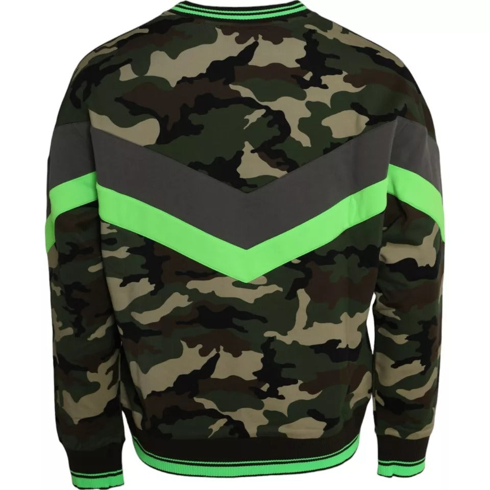Sweatshirt Dolce & Gabbana multicolore camouflage avec capuche, motif tendance et style décontracté.