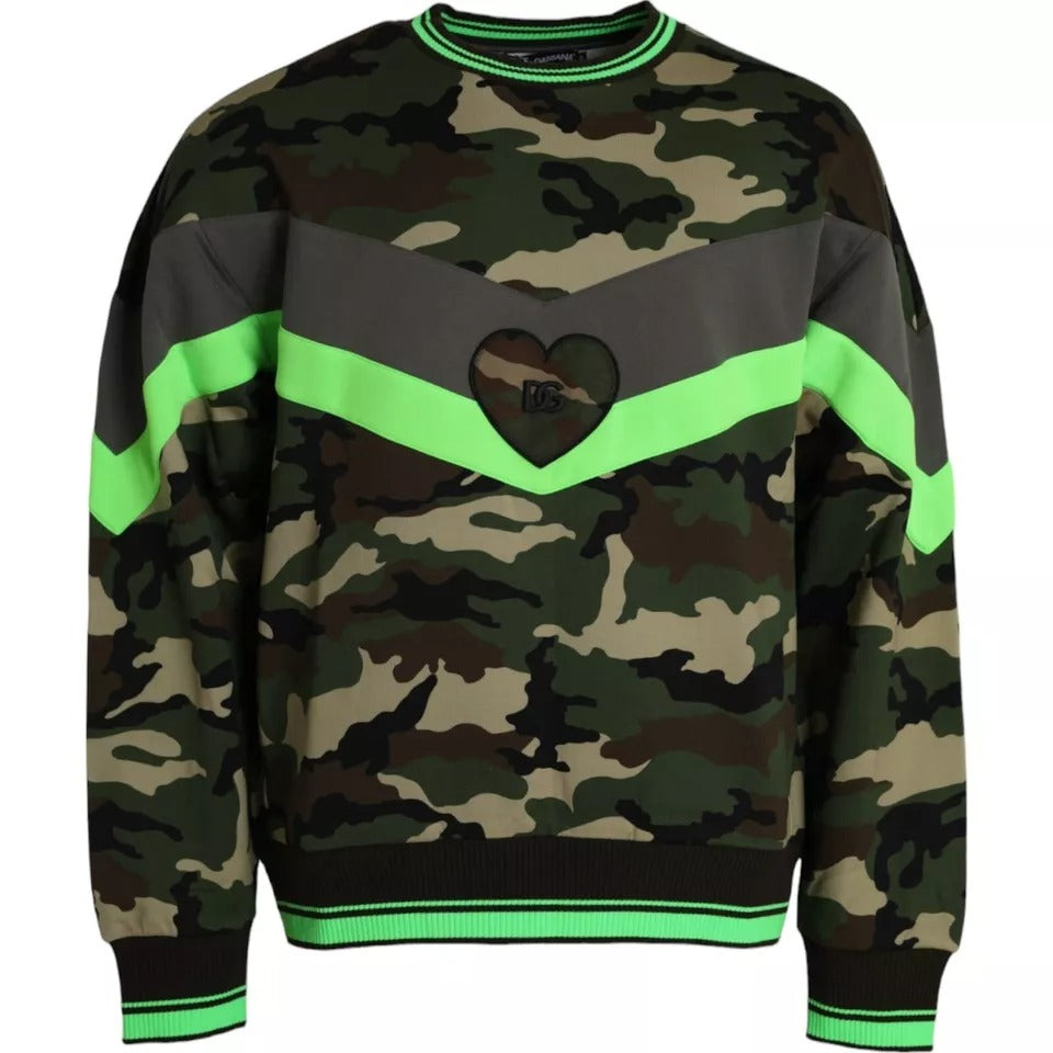Sweatshirt Dolce & Gabbana multicolore à motif camouflage, pull-over en coton avec logo de la marque.