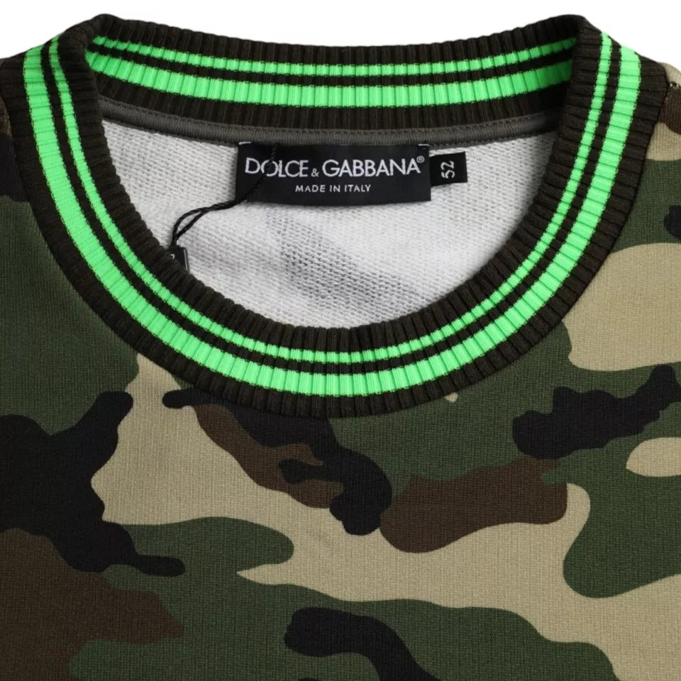 Sweatshirt Dolce & Gabbana multicolore à motif camouflage, pull en coton avec design tendance et détails modernes.