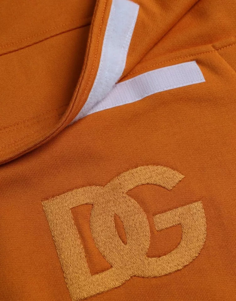 Sweat-shirt à capuche orange Dolce & Gabbana en molleton avec logo imprimé, vue de face.