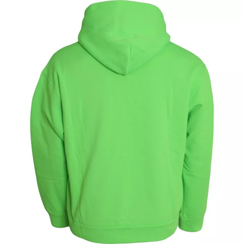 Sweat à capuche Dolce & Gabbana vert avec logo, pull-over en molleton, style décontracté et logo distinctif visible.