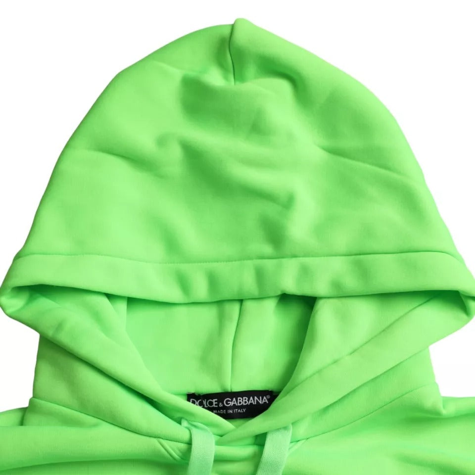 Sweat à capuche vert avec logo Dolce & Gabbana, pull-over en coton, mode décontractée et élégante pour homme.