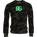 Pull en laine Dolce & Gabbana à col rond avec motif camouflage noir, style décontracté et moderne.