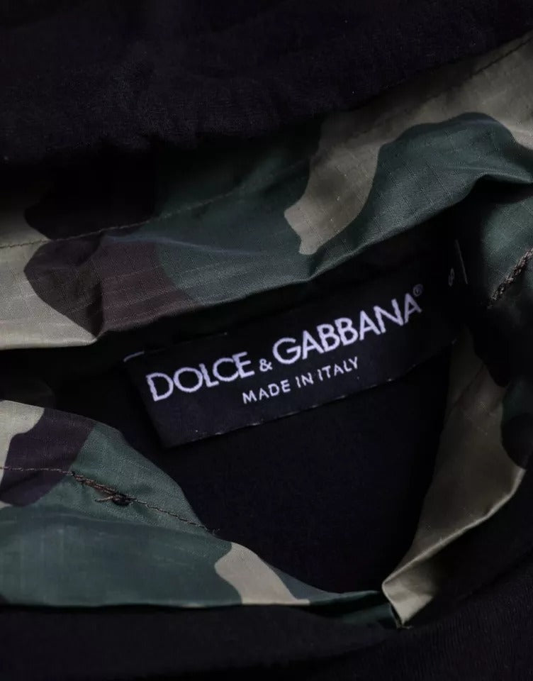 Sweat à capuche Dolce & Gabbana en camouflage noir, pull décontracté avec capuche, tissu doux et style moderne.