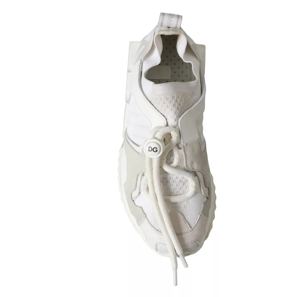 Chaussures de trekking Dolce & Gabbana Sorrento en mesh blanc, chaussures de sport élégantes et confortables pour la marche.