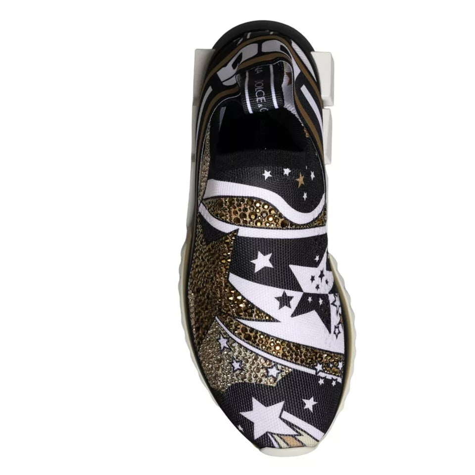 Chaussures sneakers Dolce & Gabbana Sorrento avec motif étoile multicolore et impression comète, vue de face.