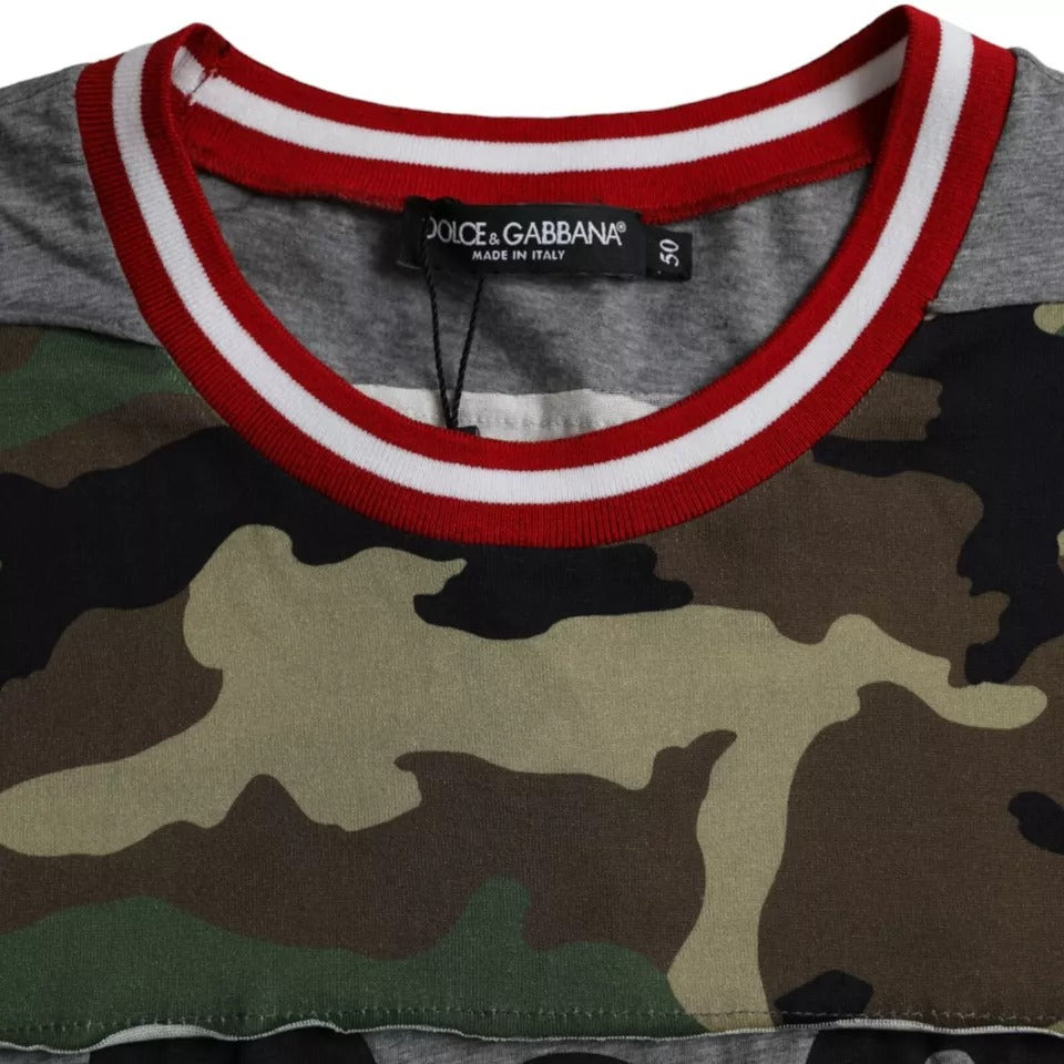 T-shirt homme Dolce & Gabbana en coton multicolore à motif camouflage et col rond, style décontracté et tendance.