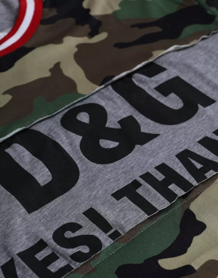T-shirt homme Dolce & Gabbana en coton à motif camouflage multicolore et col rond, style décontracté et tendance.