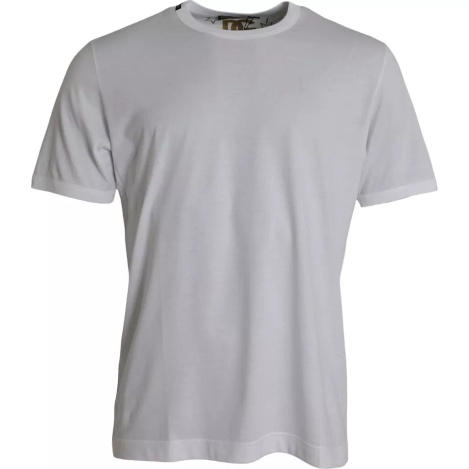 T-shirt blanc en coton à col rond et manches courtes de Dolce & Gabbana, vue de face.