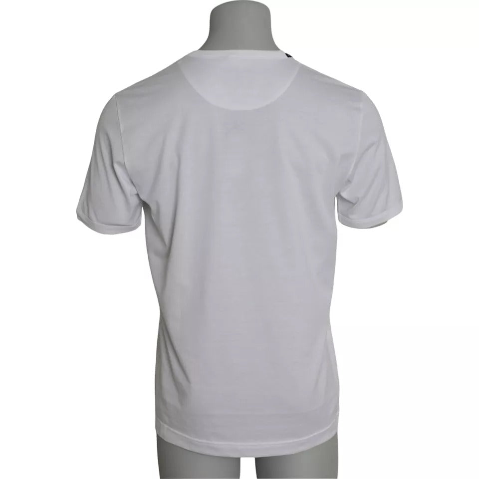 T-shirt blanc en coton Dolce & Gabbana à col rond et manches courtes, vue de face.