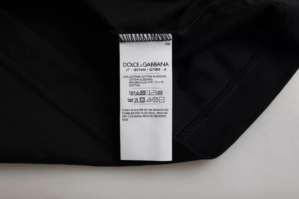 T-shirt homme Dolce & Gabbana en coton noir à col rond et manches courtes, vue de face.