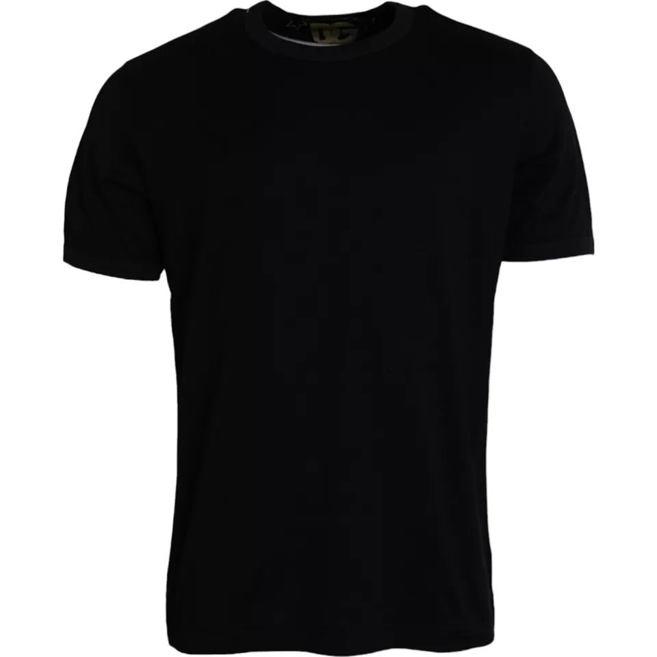 T-shirt homme noir en coton à col rond et manches courtes de Dolce & Gabbana, style décontracté et élégant.