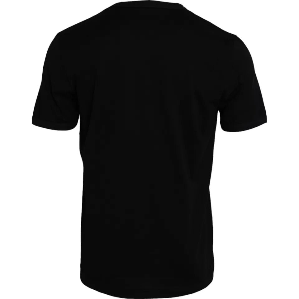 T-shirt homme Dolce & Gabbana en coton noir à col rond et manches courtes, style décontracté et élégant.