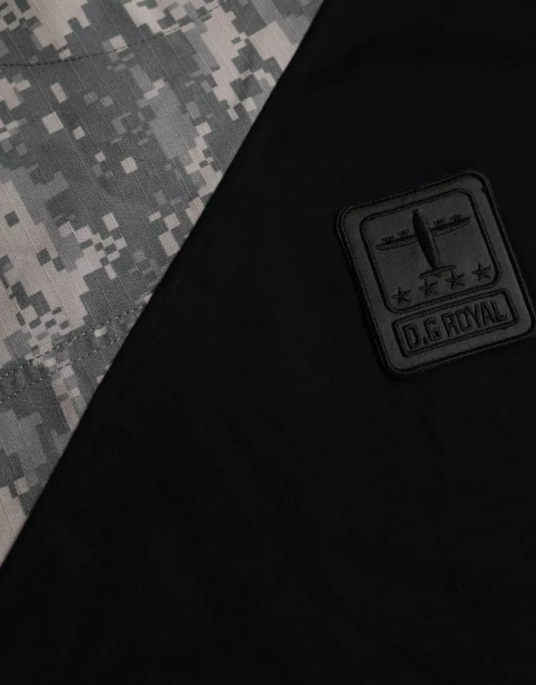T-shirt homme Dolce & Gabbana en coton multicolore avec motif camouflage à col rond, vue de face.