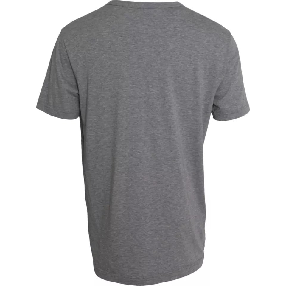 T-shirt en coton gris avec motif graphique de Dolce & Gabbana, col rond, design moderne et élégant.