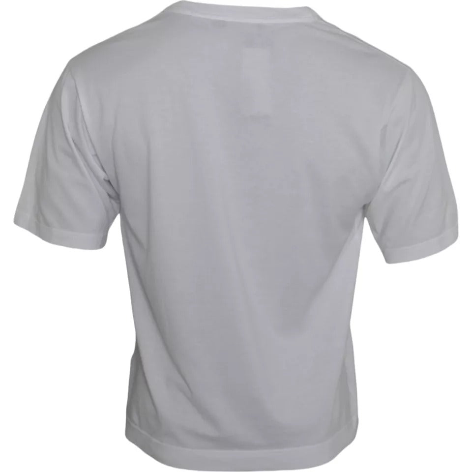 T-shirt casual blanc pour homme Dolce & Gabbana en coton avec appliqué DG, vue de face.