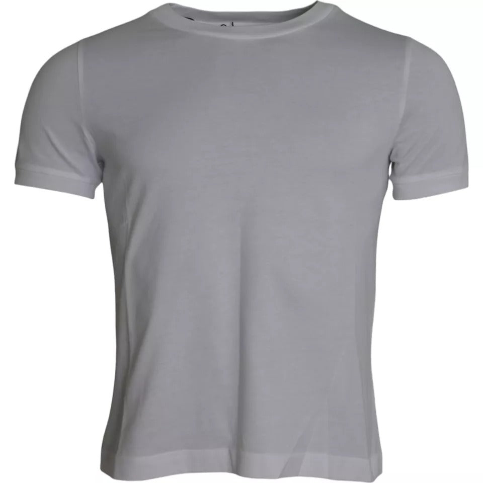 T-shirt blanc en coton à col rond de Dolce & Gabbana, manches courtes, design simple et élégant.