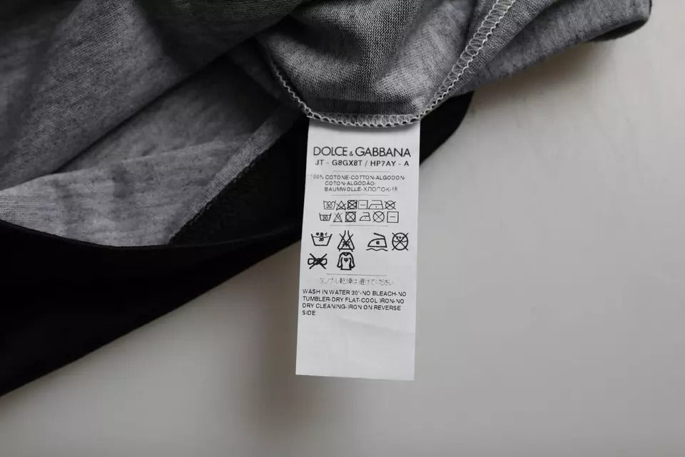 T-shirt Dolce & Gabbana à manches courtes en coton noir et blanc avec motif jazz, design élégant et moderne.