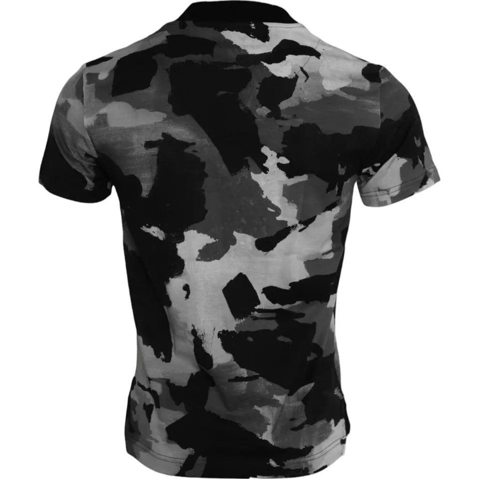 T-shirt à col rond en coton multicolore camouflage Dolce & Gabbana, style décontracté avec motif coloré.