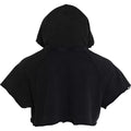 T-shirt court noir en coton avec capuche Dolce & Gabbana, manches courtes et coupe crop, porté de façon décontractée.