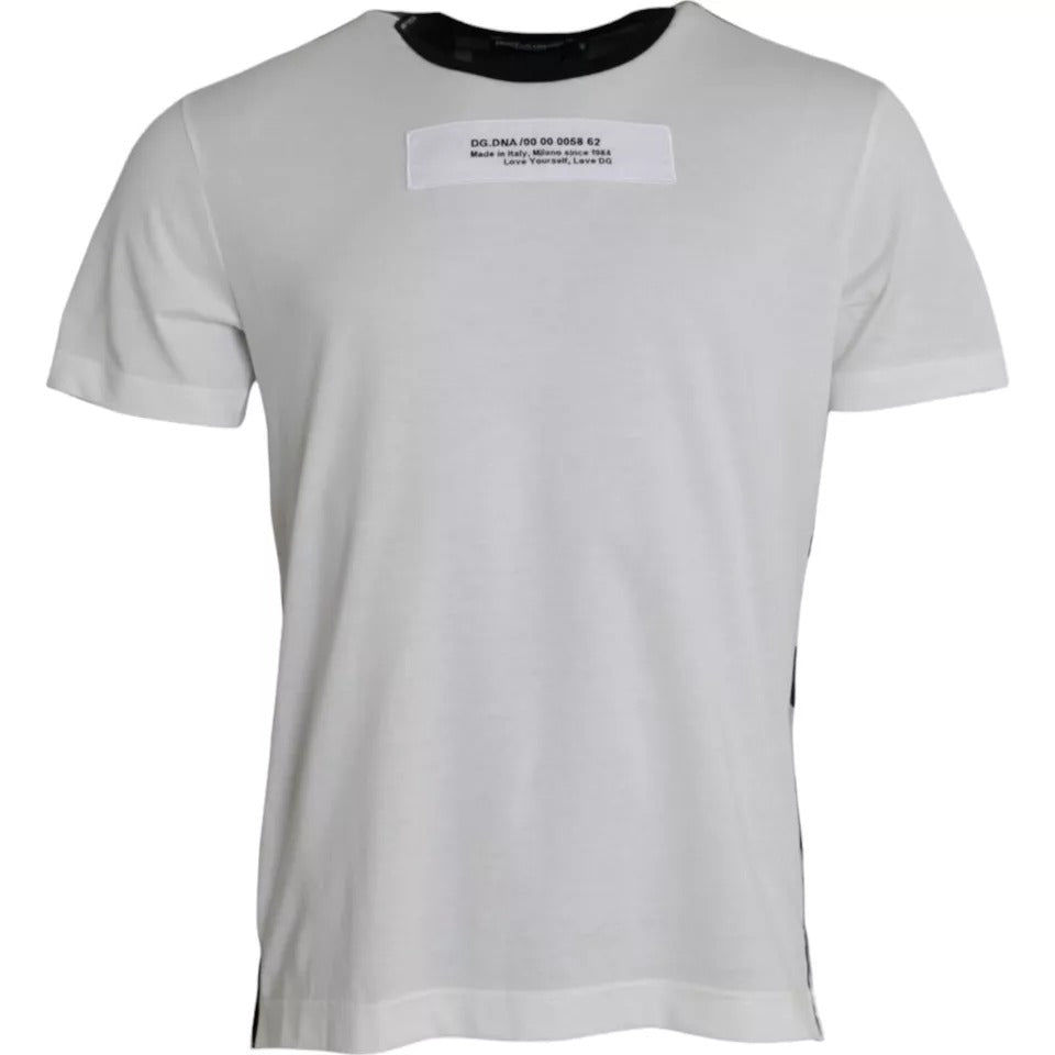 T-shirt rond noir et blanc à camouflage de Dolce & Gabbana, style décontracté avec col rond, pour homme.