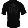 T-shirt noir en coton avec logo embossé de Dolce & Gabbana, col rond, style décontracté.