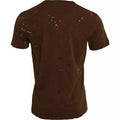 T-shirt en coton marron avec éclaboussures de couleurs de marque Dolce & Gabbana, col rond, vue de face.