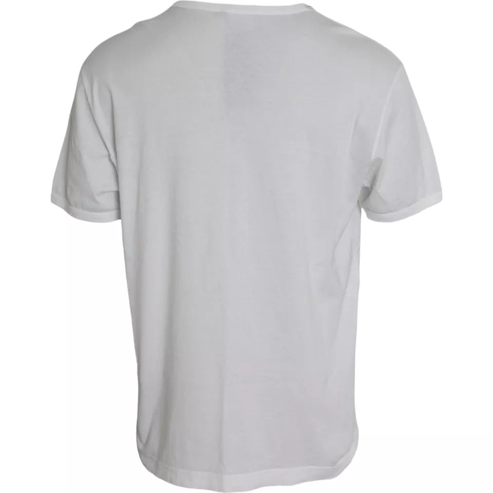 T-shirt blanc en coton avec logo embossé de Dolce & Gabbana, col rond et design épuré.