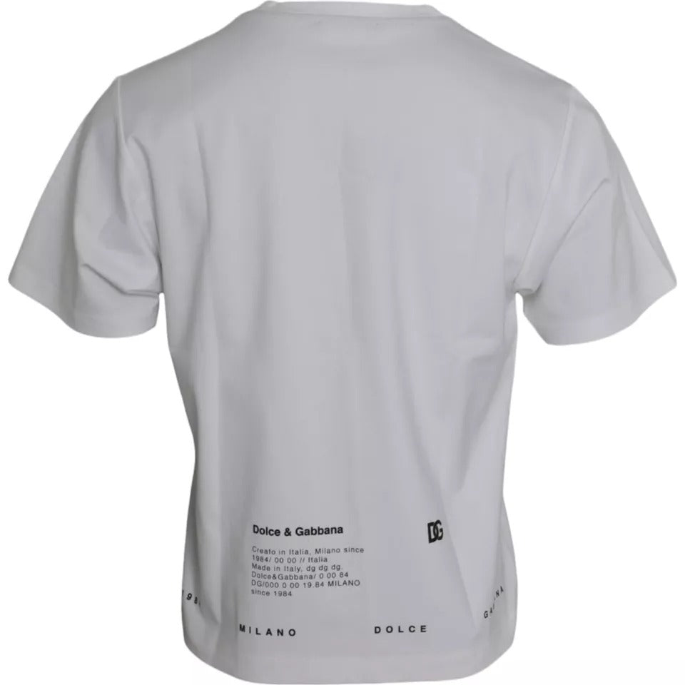 T-shirt en coton blanc pour homme Dolce & Gabbana avec imprimé de lèvres rouges, style tendance et casual.