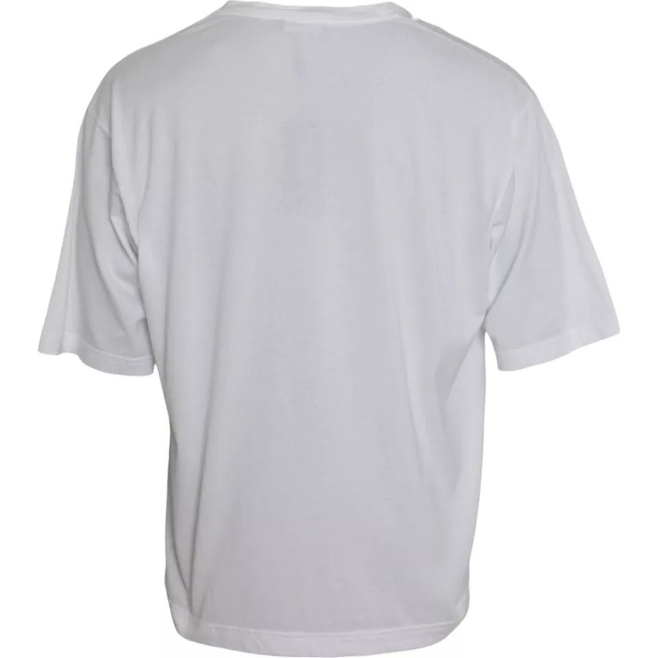 T-shirt Dolce & Gabbana en coton blanc à manches courtes et col rond, vue de face.
