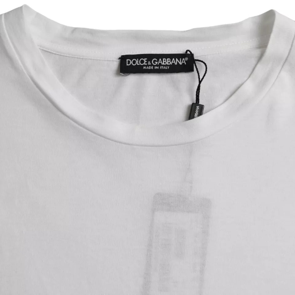 T-shirt blanc en coton à col rond et manches courtes de Dolce & Gabbana, vue de face.