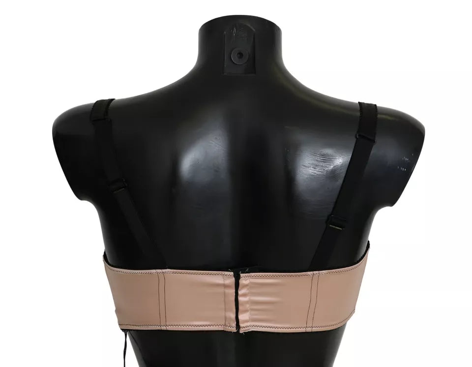 Soutien-gorge balconnet noir et rose Dolce & Gabbana avec bretelles fines, détail élégant et design luxueux.
