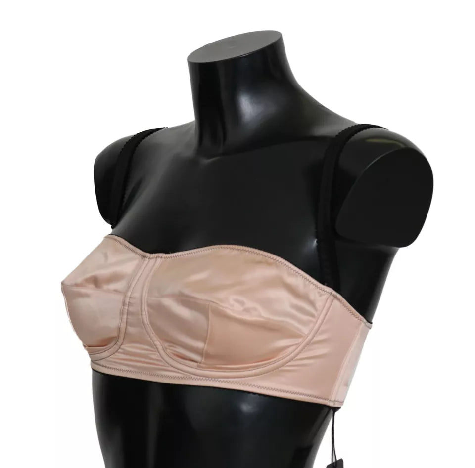 Soutien-gorge balconnet noir et rose de Dolce & Gabbana avec bretelles fines et détails élégants.