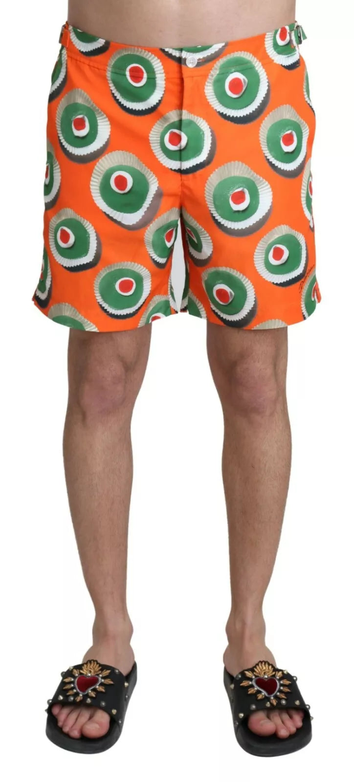 Shorts de bain Dolce & Gabbana Orange Cupcake, maillot de plage coloré avec motif cupcake, pour femme.